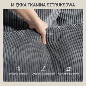 HOMCOM Sofa-łóżko z poduszką, piankowe, rozkładane, uchwyt na kubek, szary