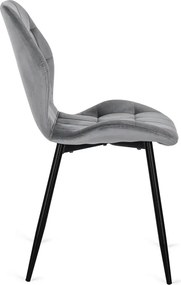 Zestaw Stół Okrągły Rozkładany DORIAN 80-160 cm Dąb Rustykalny/Czarny i 4 Krzesła Tapicerowane do Jadalni LUCKY Szare Welurowe