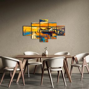 Obraz - Łódź o zachodzie słońca (125x70 cm)
