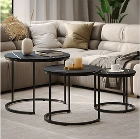 Zestaw stolików kawowych czarny marmur 55x55x44.5 montreal