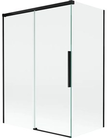 Mexen Rox parawan nawannowy 2-skrzydłowy rozsuwany 120 + 70 x 150 cm, transparent, czarny - 8C9-120-070-70-00