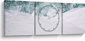 Obraz - Turkusowa abstrakcja (z zegarem) (90x30 cm)