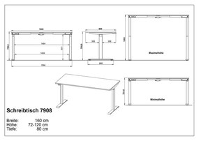 Biurko z elektryczną regulacją wysokości 80x160 cm Agenda – Germania