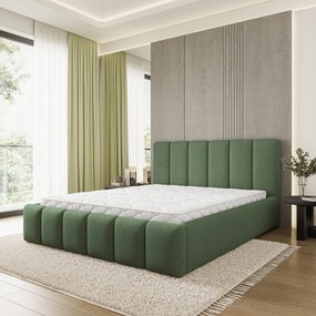 Masseno Łóżko Tapicerowane ATTORA z pojemnikiem na pościel 180x200 cm - Zielony, SORO 72