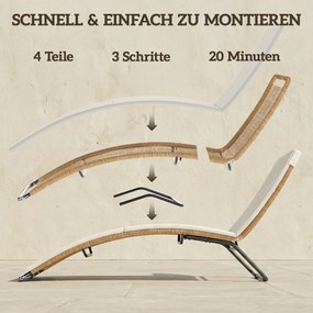 Outsunny Leżanka rattanowa w kształcie litery S z poduszką, oddychająca powierzchnia, stalowa rama | Aosom PL