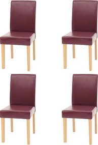 Krzesło do jadalni Littau (zestaw 4 sztuk),  imitacja skóry, czerwone, jasne nogi