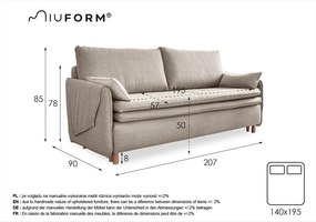 Jasnoszara rozkładana sofa 207 cm Simon – Miuform