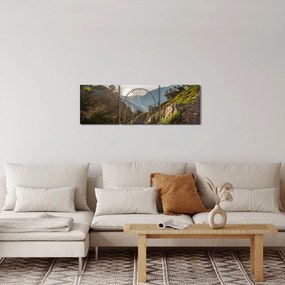 Obraz - Góra Olimp (z zegarem) (90x30 cm)