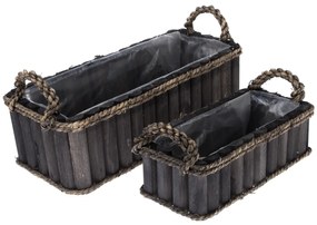 Zestaw drewnianych osłonek na kwiaty Smoky, 2 szt., 2 rozmiary, prostokątne