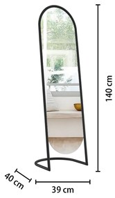 Duże lustro stojące w metalowej ramie JEF, 39,5 x 136 cm