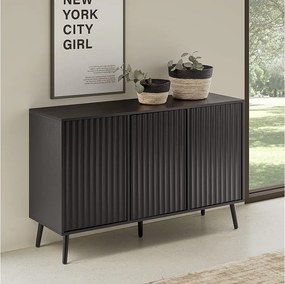 Bufet kolumnowy z trzema drzwiami, kolor czarny.