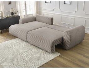 Jasnoszarobeżowy sztruksowy rozkładany narożnik (lewostronny) Lucien – Bobochic Paris