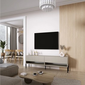 Szafka pod telewizor 170, fronty ryflowane, Kaszmir, nóżki proste czarne, 170 × 32 × 52 cm