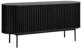 Czarna niska komoda w dekorze dębu z drzwiami przesuwnymi 73x160 cm Siena – Unique Furniture