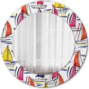 Lustro dekoracyjne okrągłe Łódź na jeziorze