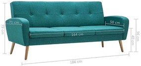 Trzyosobowa sofa pikowana zielona - Anita 3Q