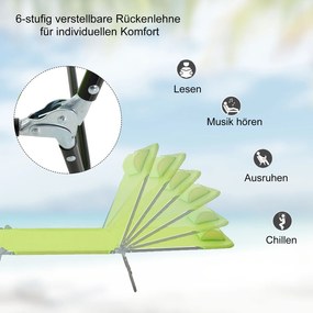 Outsunny Składany Leżak Ogrodowy Zielony Komfort i Styl 182x56x28cm | Aosom PL