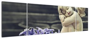 Obraz anioła z kwiatem (170x50 cm)