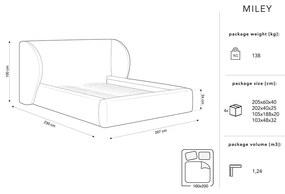 Beżowe tapicerowane łóżko dwuosobowe ze schowkiem i stelażem 160x200 cm Miley – Micadoni Home