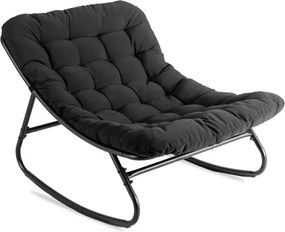 Fotel Bujany Wypoczynkowy AURORA na Płozach Czarny Nowoczesny