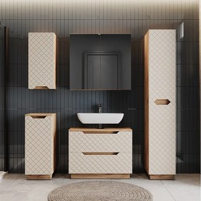 Zestaw mebli łazienkowych dąb/kaszmir ze strukturą płytek 79.6x32x62.1 lotta