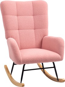 HOMCOM Fotel Bujany z Przytulnym Pokryciem, Gruba Wyściółka, Antypoślizgowy, Różowy