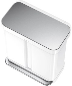 Simplehuman Kosz na śmieci z pedałem do segregacjiodpadów 58 l, biały