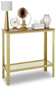 Konsola z półką w stylu glamour złoty + dąb lancelot N0-S88