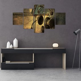 Obraz - Słuchawki lotnicze w stylu vintage (125x70 cm)