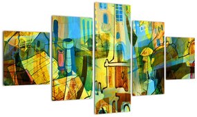 Obraz - Architektura, abstrakcja kubistyczna (125x70 cm)