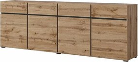 Komoda CROSS 4D4S 225cm dąb wotan/czarna