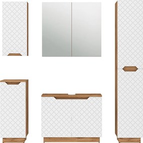 Zestaw mebli łazienkowych dąb/biały ze strukturą płytek 79.6x32x62.1 lotta