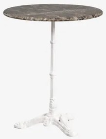 Okrągły Stolik Barowy Ø60cm Z Naturalnego Kamienia Azteca Brązowy Marmur Emperador - Lodowcowa Biel - Sklum