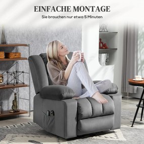 HOMCOM Elektryczny fotel z pomocą przy wstawaniu, miękki aksamitny materiał, porty USB