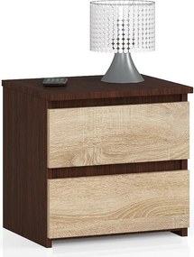 Szafka nocna AKORD CL2 Wenge 40 cm 2 szuflady kolor Dąb Sonoma mat 40x35x40 cm