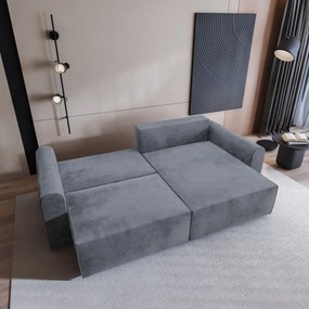 Masseno Narożnik FIANO z funkcją spania i pojemnikiem na pościel Narozniki L, Rozkładana sofa - Szary, MONOLITH 85