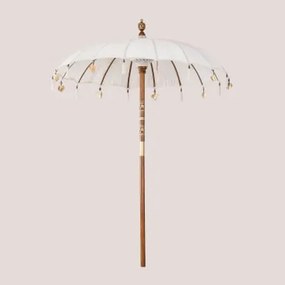 Parasol Ø186 Cm Z Tkaniny I Drewna Manavai Gardenia Biel - Sklum