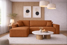 Narożnik BEST L z funkcją spania i pojemnikiem, tkanina Neve, Miedziany, Lewy