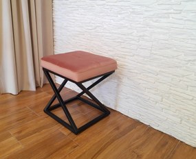Pufa ZOA tkanina Welur loft ławka podnóżek metal : Kolor Stelaża - Czarny , Kolor tkaniny - VELVET - MG58, Typ tkaniny - Velvet