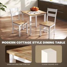 HOMCOM Stół jadalny z drewna kauczukowego, dla maksymalnie 4 osób, z antypoślizgowymi podkładkami, naturalne drewno