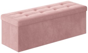 Różowa pikowana pufa ze schowkiem D9-H37