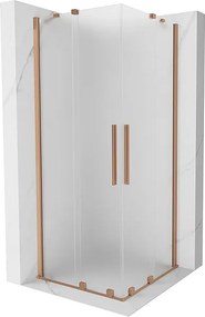Mexen Velar Duo kabina prysznicowa rozsuwana 90 x 90 cm, szron, miedź szczotkowana - 871-090-090-32-65