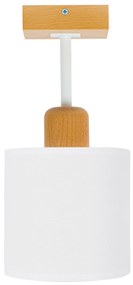 Biała lampa sufitowa, jednopunktowy spot CL-DWE10x10BU-WE z drewna E27