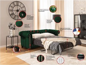 Zielona aksamitna rozkładana sofa 203 cm York Blik – Ropez