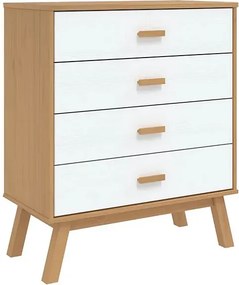 Skandynawska drewniana komoda brązowy + biały F2-R91