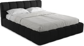 Łóżko 180 x 228 - z tkaniny szenilowej - czarny - NALU