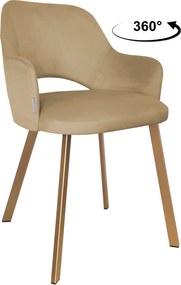Krzesło Milano tkanina Welur noga metalowa : Kolor nogi - Złota profil, Kolor tkaniny - VELVET - MG06, Typ siedziska - Siedzisko obrotowe 360°