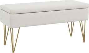 HOMCOM Ławka do Sypialni z Miejscem do Przechowywania, Gruba Wyściółka, Oddychająca Tkanina, Metalowe Nogi, 100x40x49 cm, Kremowa