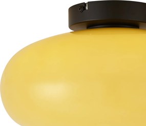 Lampa sufitowa retro czarna z żółtym szkłem 30cm - Glaze