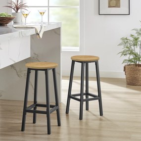 Taboret barowy, hoker - dąb / nogi czarne